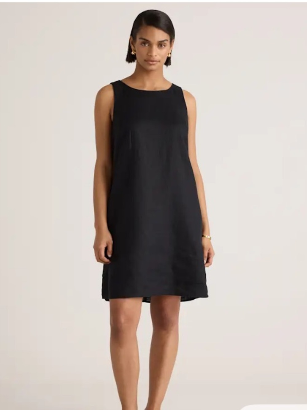 Quince 100% European linen tank mini dress black